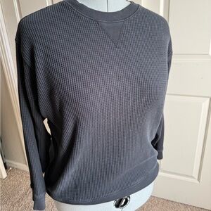 Aerie Men's Black Crewneck Henley Thermal Sweater Shirt size Large